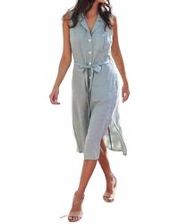 Bella Dahl - Linen Cap Sleeve Button Front Midi Dress - Lyst