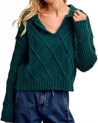 Bibi - Diamond Patterned Collared Sweater Top - Lyst