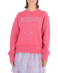 Moschino - Ladies Fantasy Print Fucsia Crystal Teddy Bear Organic Cotton Sweatshirt, Brand Size 38 (Us - Lyst