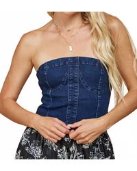 Wisteria Lane - Bustier Cropped Denim Top - Lyst