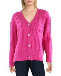 Anne Klein - Embellished Cable Knit Cardigan Sweater - Lyst