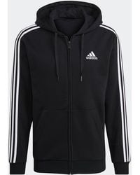 adidas - Essentials 3 Stripes Full Zip Sweatshirt - Lyst