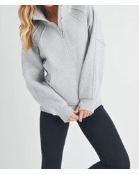 AEMI + CO - Long Dove Funnel Neck Half Zip Sweater - Lyst