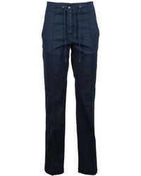 Aspesi - Straight-Leg Cotton Blend Trousers With Drawstring Waist - Lyst