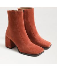 Sam Edelman - Mayla Boots Rust Suede Block Heel Ankle Bootie Jobb1376 - Lyst