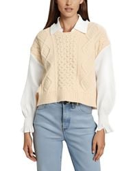Sea - Layered Cable Knit V-Neck Sweater - Lyst