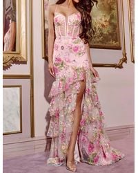 Jovani - Ruffled Detail Floral Printed Prom Gown - Lyst