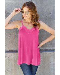 TRUEDAMES - Full Size Lace Trim V-Neck Cami - Lyst