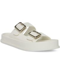 Madden Girl - Trip Faux Leather Buckle Slide Sandals - Lyst