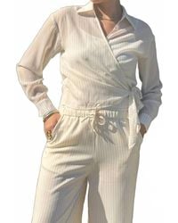 Amanda Maria - Chiffon Wrap Blouse - Lyst
