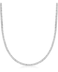 Ross-Simons Diamond Tennis Necklace In Sterling Silver - Metallic