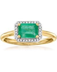 Ross-Simons - Emerald Ring With Diamond Accents - Lyst