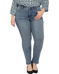 NYDJ - Plus Sheri Slim Mid-rise Medium Wash Straight Leg Jeans - Lyst
