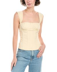 WeWoreWhat - Ruched Cup Linen-Blend Corset Top - Lyst