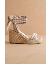 Oasis Society - Oceana Gingham Ankle-Wrap Espadrille Wedge Sandals - Lyst