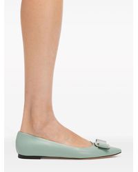 Ferragamo - Ferragamo New Vara-Bow Lambskin Ballerina Shoes - Lyst