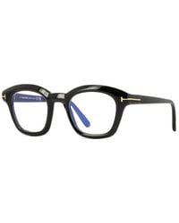 Tom Ford - Eyeglasses Oval Full Rim, Shiny Frame And Clear Light Block Lens Ft5961-B001 - Lyst