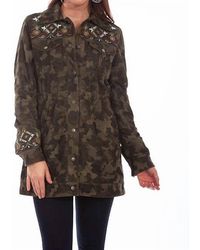 Scully - Camouflage Suede And Embroidered Beaded Jacket - Lyst