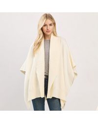 TRUEDAMES - Ribbed Trim Open Front Soft Knit Shawl Cape Poncho - Lyst