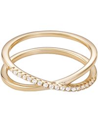Adornia Fine - 14K Vermeil .925 Sterling Cz Crossed Half Eternity Band Ring - Lyst