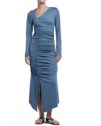 Dāl the Label - Ruched Asymmetric Midi Dress - Lyst