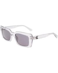 Calvin Klein - 53 Mm Crystal Clear Sunglasses - Lyst