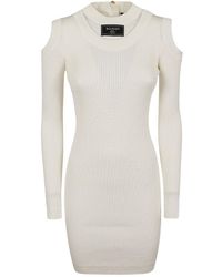 Balmain - Ls Db Col Shoulder Cut Knit Dress - Lyst