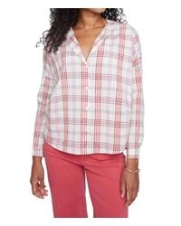 Renuar - Woven Plaid Button Down Blouse - Lyst