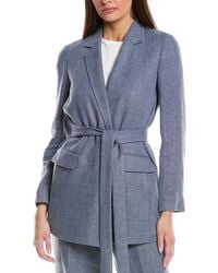 Lafayette 148 New York - Belted Longline Linen & Wool-Blend Blazer - Lyst