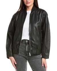 AllSaints - Yara Leather Bomber Jacket - Lyst
