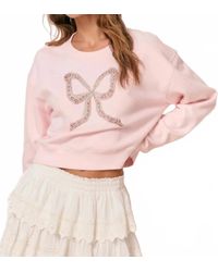 LoveShackFancy - Rylan Embellished Bow Fleece Pullover Sweater - Lyst