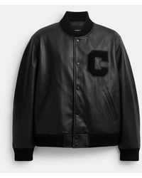 COACH - Leather Varsity Jacket - Lyst