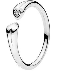 PANDORA Silver Cz Heart Swirls Choker 