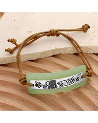 Fashnzfab - Sea You Soon Sea Glass Message Adjustable Pull Tie Cinch Bracelet - Lyst