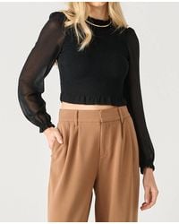 Dex - Long Sleeve Smocked Woven Top - Lyst