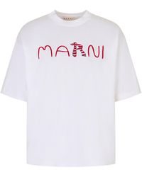 Marni - Cotton Knit T-Shirt With Wide Sleeves - Lyst