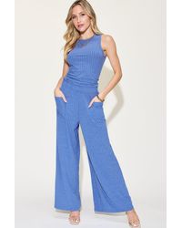 TRUEDAMES - Full Size Ribbed Tank And Wide Leg Pants Set - Lyst