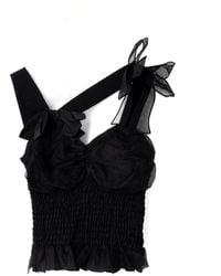 Viktor & Rolf - Fitted Smocked Top With Ruffled Hem - Lyst