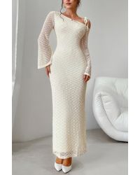 TRUEDAMES - Solid Off Shoulder Bodycon Long Sleeve Dress - Lyst