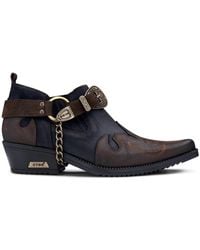 Etor - Leather Western Shoes Snake Pattern Metal Chain - Lyst