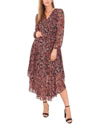 1.STATE - Floral Fit & Flare Midi Dress - Lyst