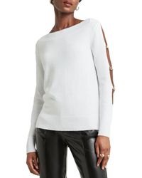 H Halston - Cut Out Knit Pullover Sweater - Lyst