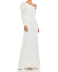 Mac Duggal - One-Shoulder Gown With Dramatic Puff Sleeve And Thigh-High Slit - Lyst