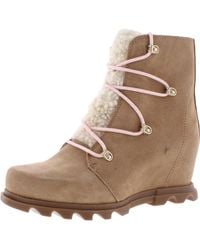 Sorel - Joan Of Arctic Wedge Iii Lace Cozy Suede Fleece Lined Ankle Boots - Lyst