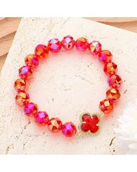 Fashnzfab - Quatrefoil Pointed Faceted Beaded Stretch Bracelet - Lyst