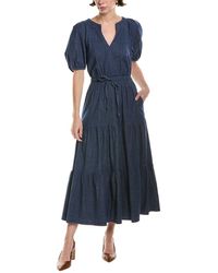 Anne Klein - Tiered Puff Sleeve Midi Dress - Lyst