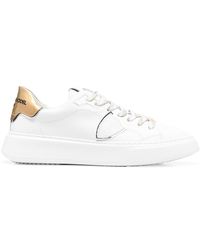 Philippe Model - Temple Low Leather Low-Top Metallic Sneakers - Lyst