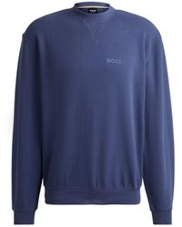 BOSS - Cotton-Terry Relaxed-Fit Sweatshirt With Flocked Logo - Lyst