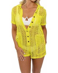 Karlie - Crochet Pocket Cover-Up Romper - Lyst