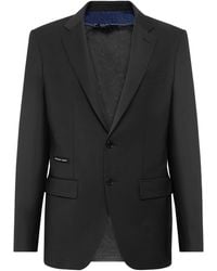 Philipp Plein - Wool Blazer Gigolò Fit Crystal Skull With Crystals - Lyst